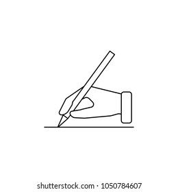 hand with a pencil icon. Elements of elections icon. Premium quality graphic design. Signs and symbol collection icon for websites, web design, mobile app, info graphics on white background