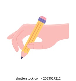 hand with a pencil icon isolated