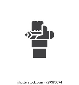 Hand with pencil icon vector, filled flat sign, solid pictogram isolated on white. Symbol, logo illustration.