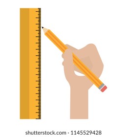 hand with pencil and rule