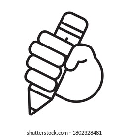 hand with pencil school supply line style icon vector illustration design