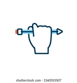 hand with pencil supply school vector illustration design