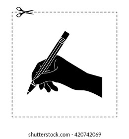 hand with pencil vector icon