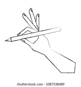 hand with pencil write isolated icon