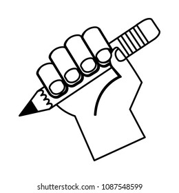 hand with pencil write isolated icon