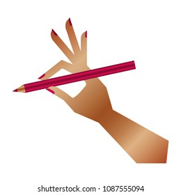 hand with pencil write isolated icon