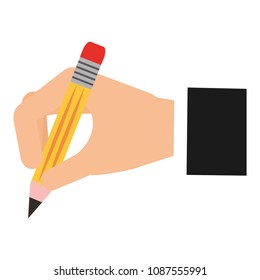 hand with pencil write isolated icon