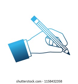 hand with pencil write isolated icon