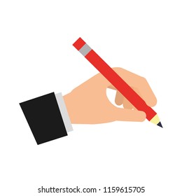 hand with pencil write isolated icon