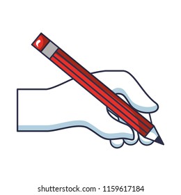 hand with pencil write isolated icon