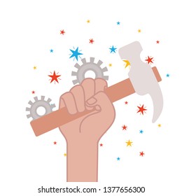 hand with pencil write isolated icon