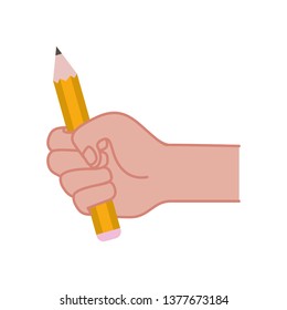 hand with pencil write isolated icon