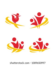 hand people abstract leaf logo