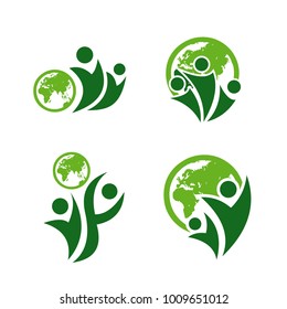 hand people abstract leaf logo