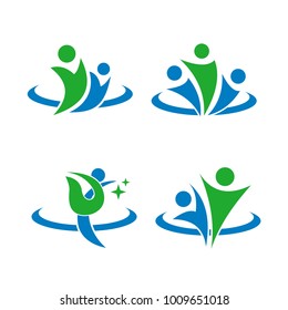 hand people abstract leaf logo