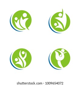 hand people abstract leaf logo