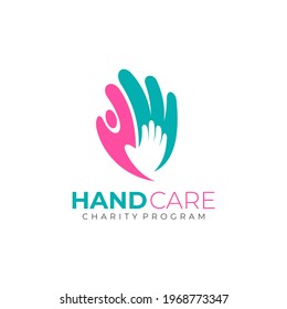 Hand people charity design vector, simple icon , social logo