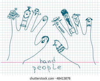 Hand people doodle