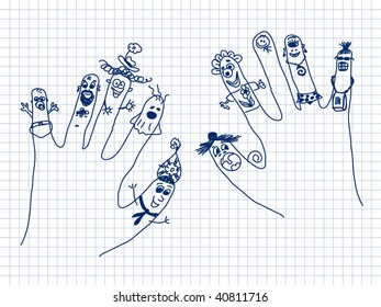 Hand people doodle Vector. Visit my portfolio for big collection of doodles
