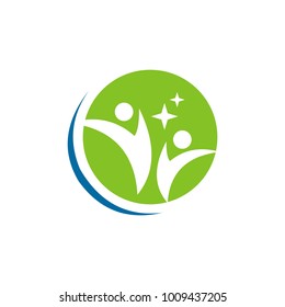 hand people leaf abstract logo