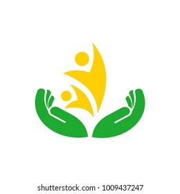 hand people leaf abstract logo