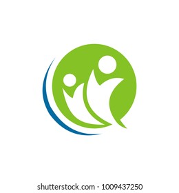 hand people leaf abstract logo