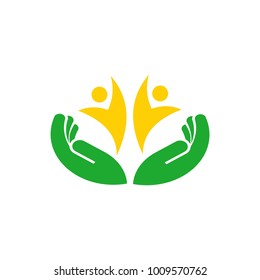 hand people leaf abstract logo
