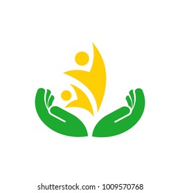 hand people leaf abstract logo