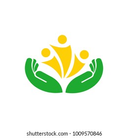 hand people leaf abstract logo