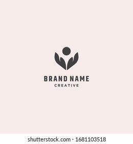 Hand People Logo Abstract Vector Design Template 