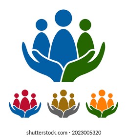 Concepto de diseño de logotipo de mano y personas. Muy adecuado para diversos fines comerciales, también para ícono, símbolo y muchos más.