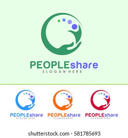 Hand and People Logo, icon and Sign Vector in People Share Concept With Color Option