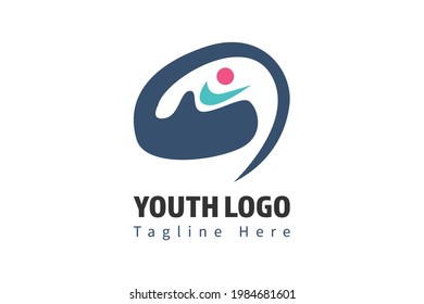 Hand People Logo Template For Scholarships Foundation, Young Community, Youth Center, Study Activity,