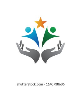 Hand and people logo in vector