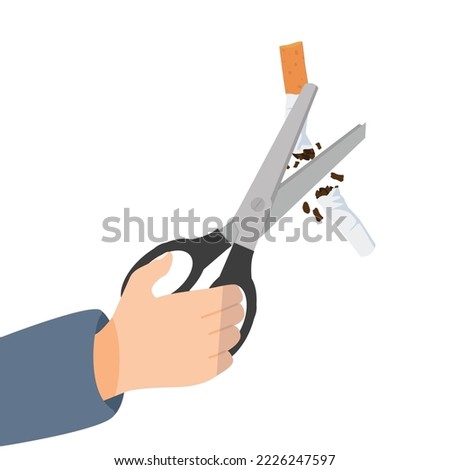 Hand People Scissors cutting a cigarrette vector