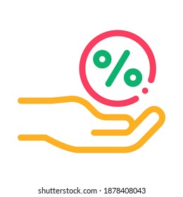 Hand Percent Sign Icon Vector. Outline Hand Percent Sign. Isolated Contour Symbol Illustration