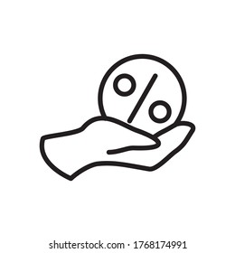 Hand And Percentage Icon Design Vector Template