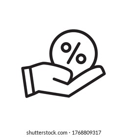 Hand And Percentage Icon Design Vector Template Illustration