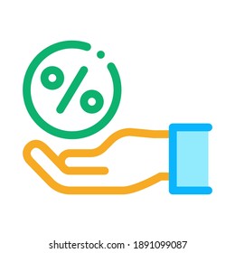 Hand Percentage Icon Vector. Outline Hand Percentage Sign. Isolated Contour Symbol Illustration