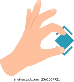 Hand is performing a precise pinch to zoom gesture on a graphical user interface element, symbolizing user interaction with modern technology