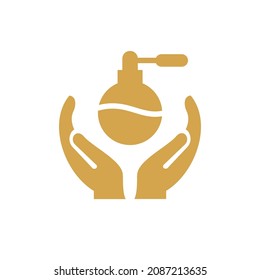 Hand Perfume logo design. Perfume logo with Hand concept vector. Hand and Perfume logo design