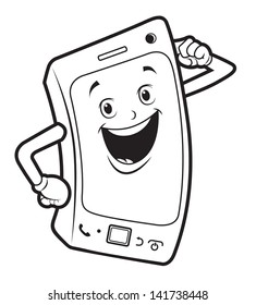 hand phone black white