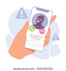 Hand mit Telefon und Call of Man Criminal Vector Illustration