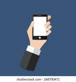 Hand and Phone / flat design /  isolated / vector