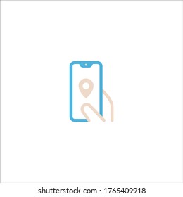 hand phone icon flat vector logo design trendy illustration signage symbol graphic simple