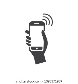 Hand with phone isolated on background icon - Vector