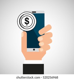 hand phone mobile bank app media vector illustration eps 10