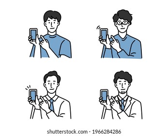 Hand with phone. QR code concept illustration of man scanning barcode using mobile smartphone for online shopping and payment. Flat vector illustration