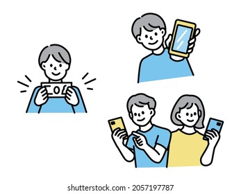 Hand with phone. QR code concept illustration of man scanning barcode using mobile smartphone for online shopping and payment. Flat vector illustration.