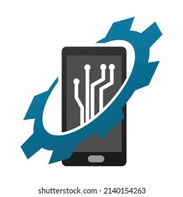 hand phone repair technology logo Icon Illustration Brand Identity